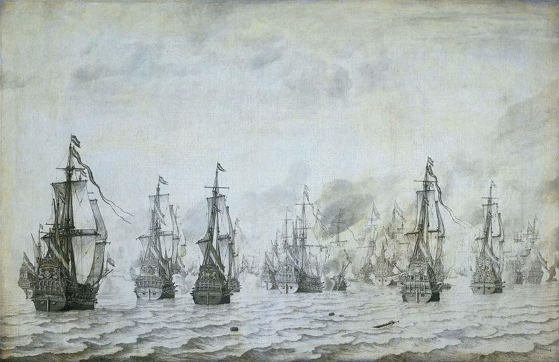 willem van de velde  the younger The naval battle against the Spaniards near Dunkerque, 18 february 1639 oil painting picture